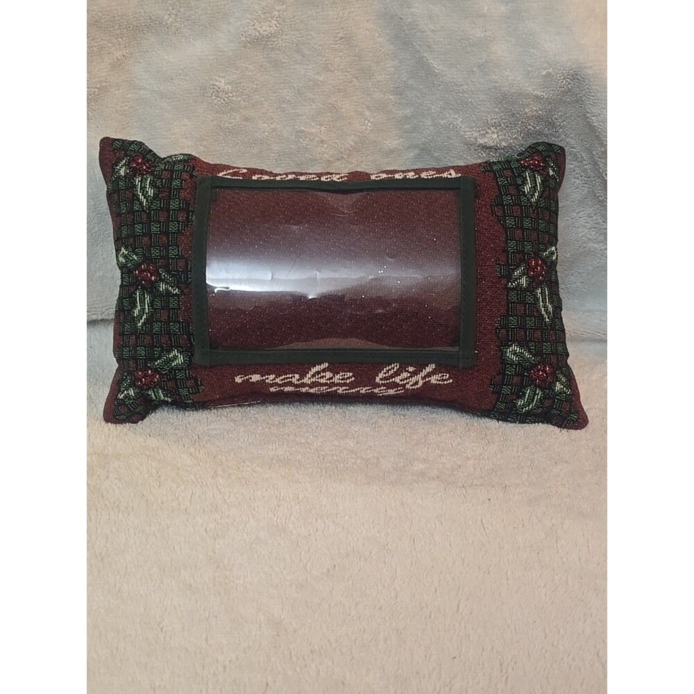 Merry Christmas Tapestry Photo Throw Pillow Lived Ones Make Life Merry Holly